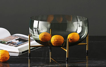 輕奢透明玻璃花瓶大果盤擺件現代簡約客廳