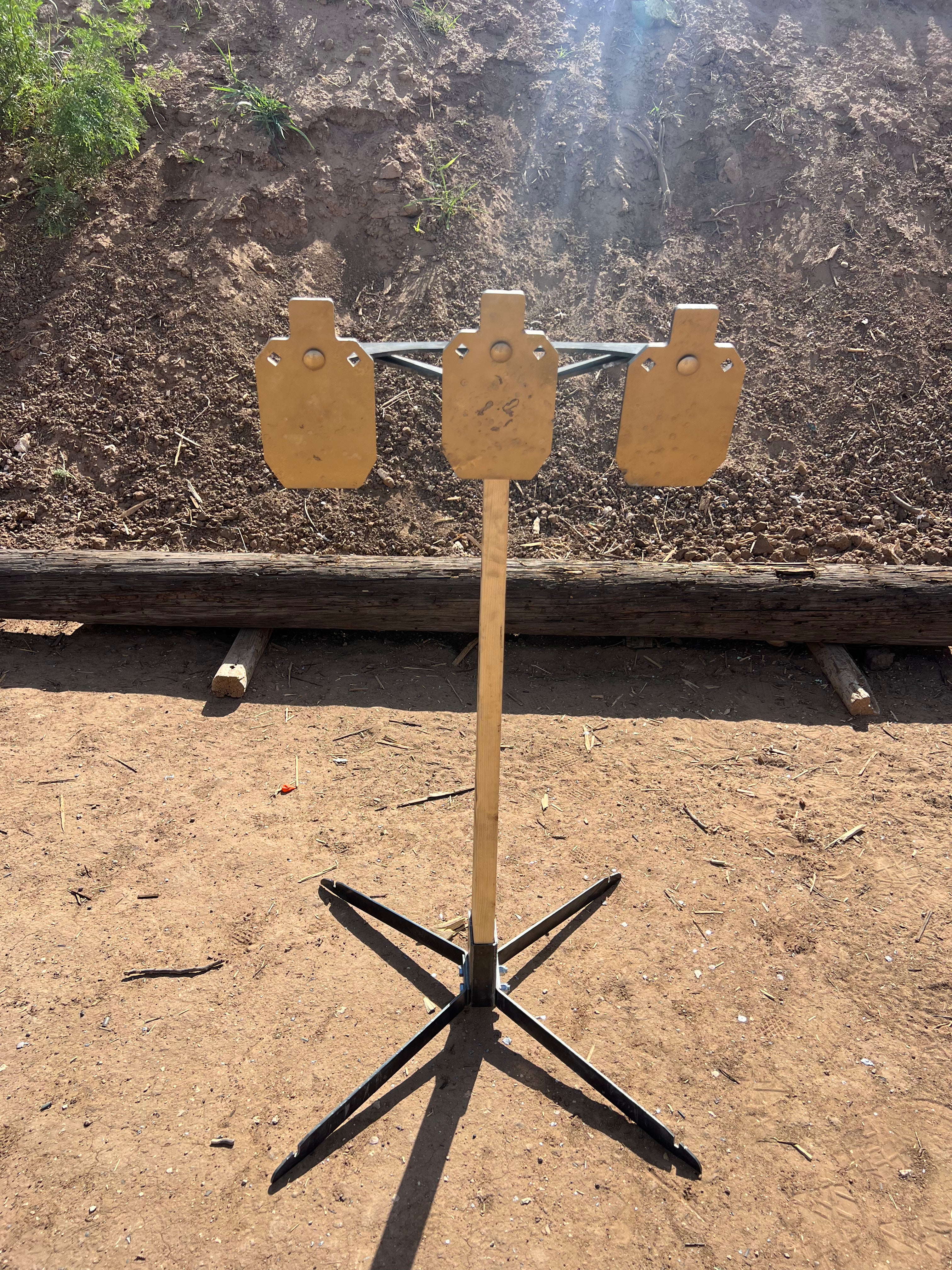 Three‑Way Hanger Package – AR500 3×6 Steel Plates (5/16″ Thick) with 2×4 Range Stand and Hanger System