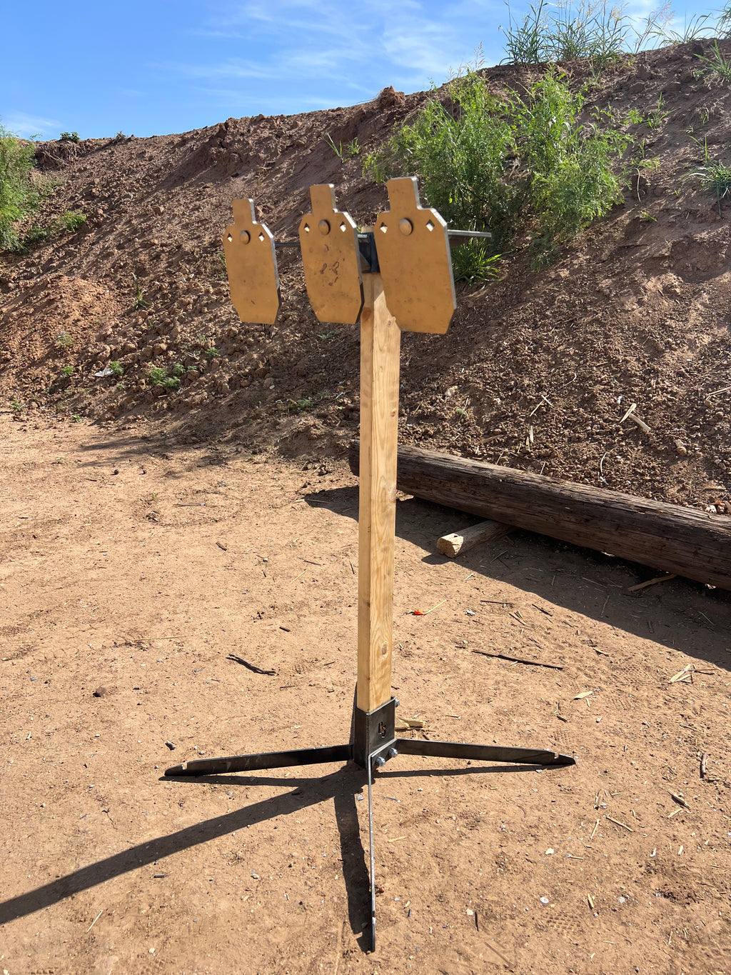 Three‑Way Hanger Package – AR500 3×6 Steel Plates (5/16″ Thick) with 2×4 Range Stand and Hanger System