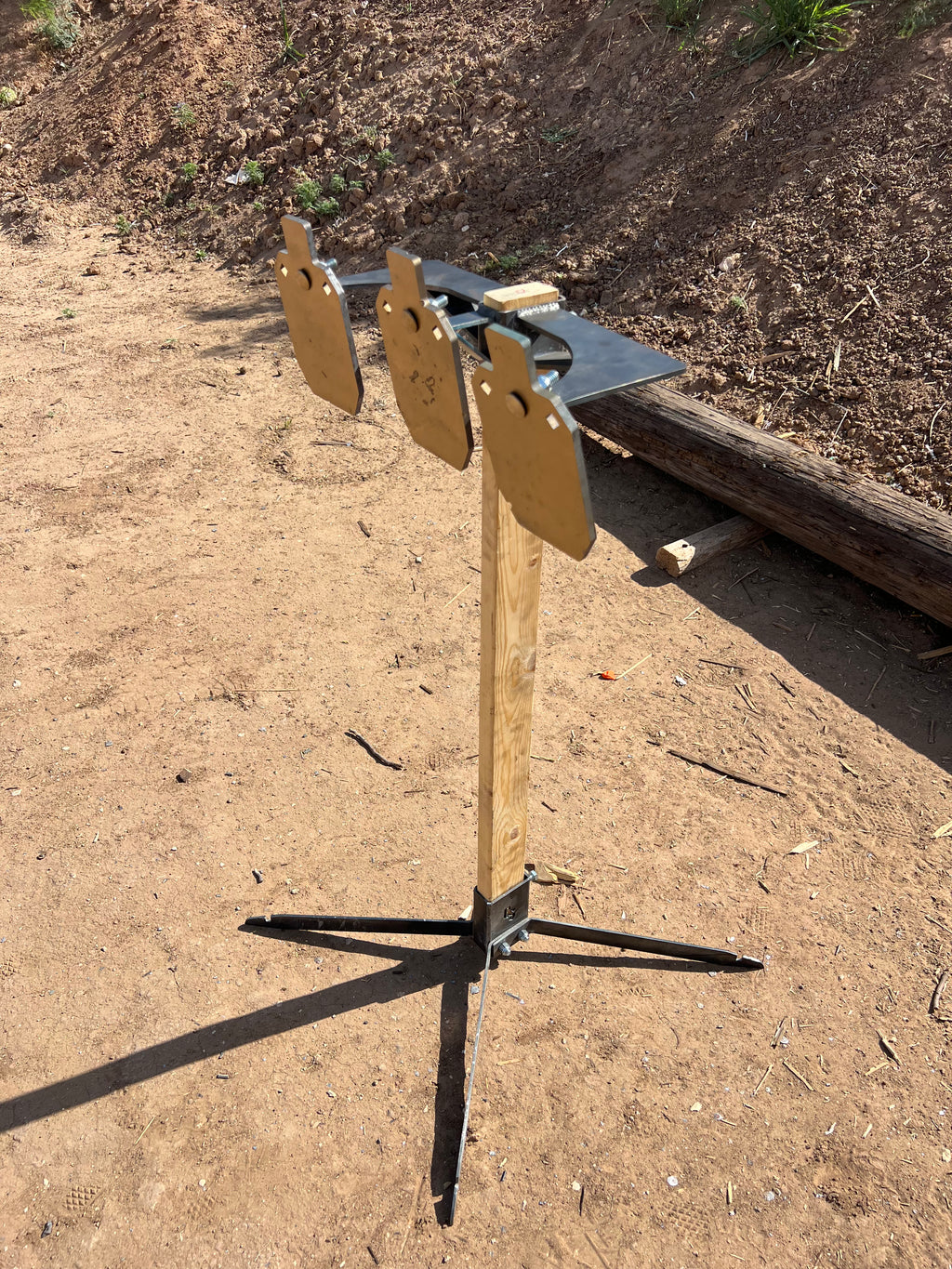 Three‑Way Hanger Package – AR500 3×6 Steel Plates (5/16″ Thick) with 2×4 Range Stand and Hanger System