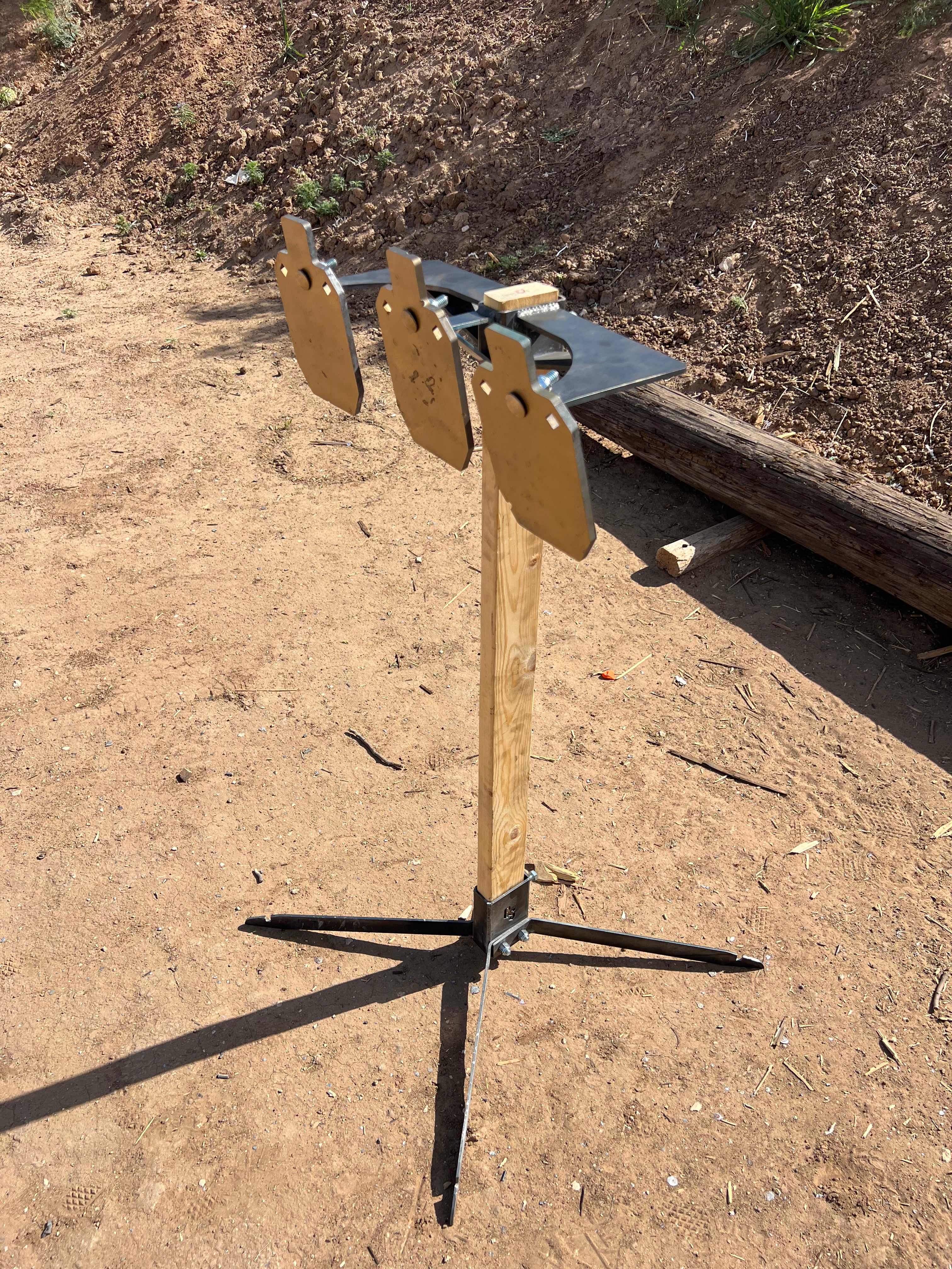 Three‑Way Hanger Package – AR500 3×6 Steel Plates (5/16″ Thick) with 2×4 Range Stand and Hanger System